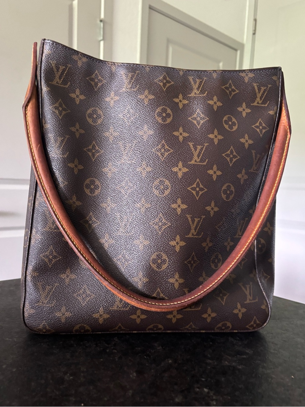 Louis Vuitton Monogram Canvas Shoulder Hobo in Brown and Tan
